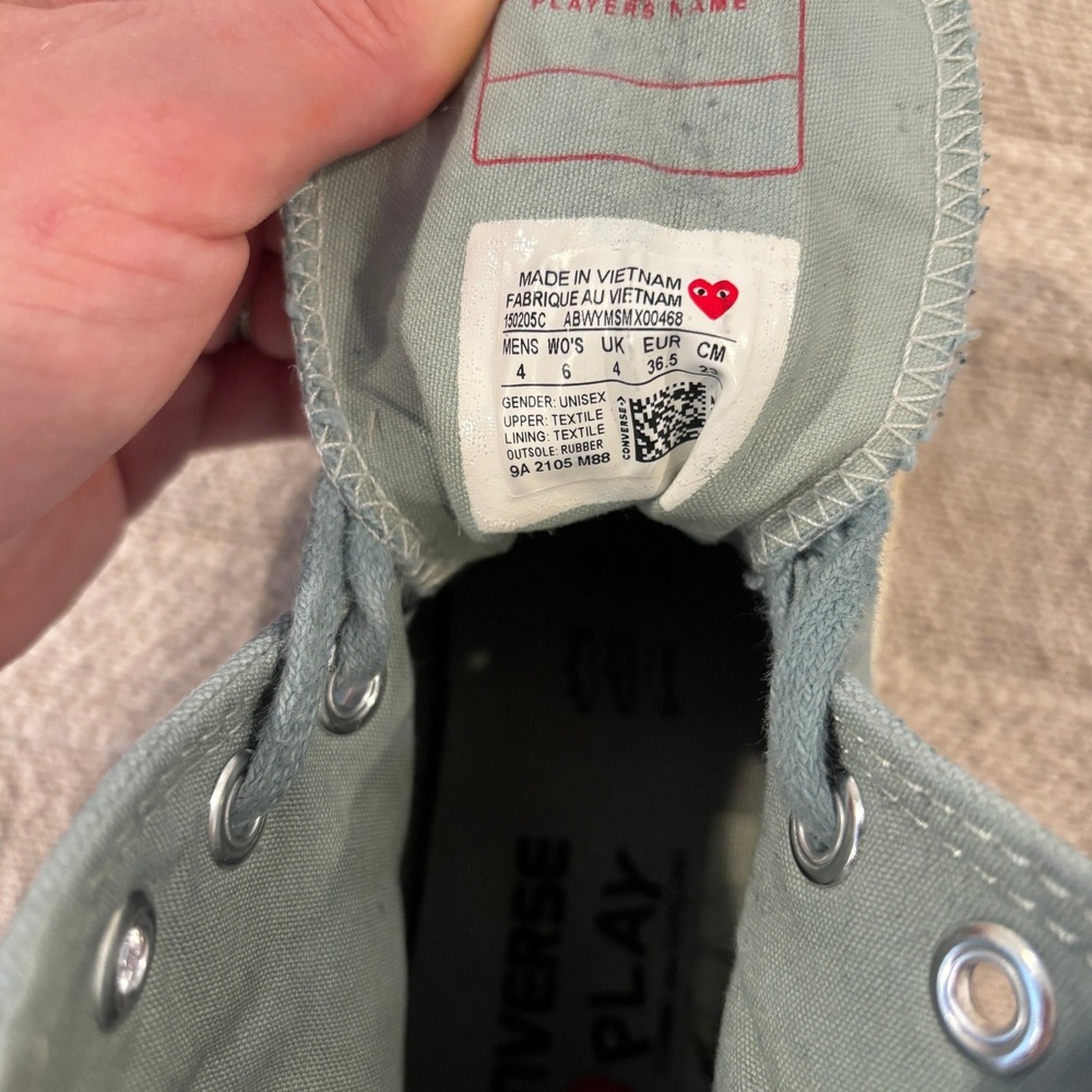 Converse x Comme des Garçons PLAY Chuck 70 High Sky Blue Muted Slate Size 6 - Picture 6 of 6